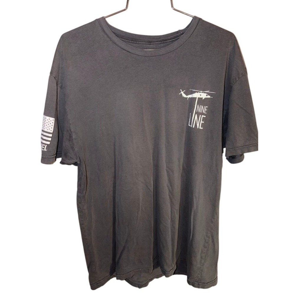 Nine Line Apparel Mens XL Gray Helicopter Graphic T-Shirt Short Sleeve Tee
